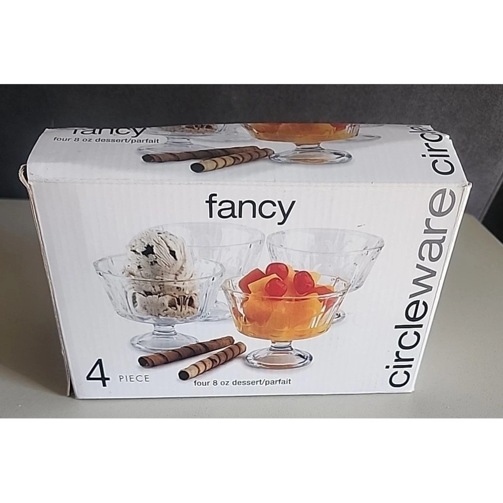 Circleware Eight 8 oz Dessert Parfait Bowl Set Of 4 Glass New In Box